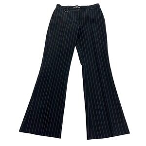 Misdemeanor Y2K Pinstripe Wide Leg Flare Pants Black White D-Ring Size 5 USA